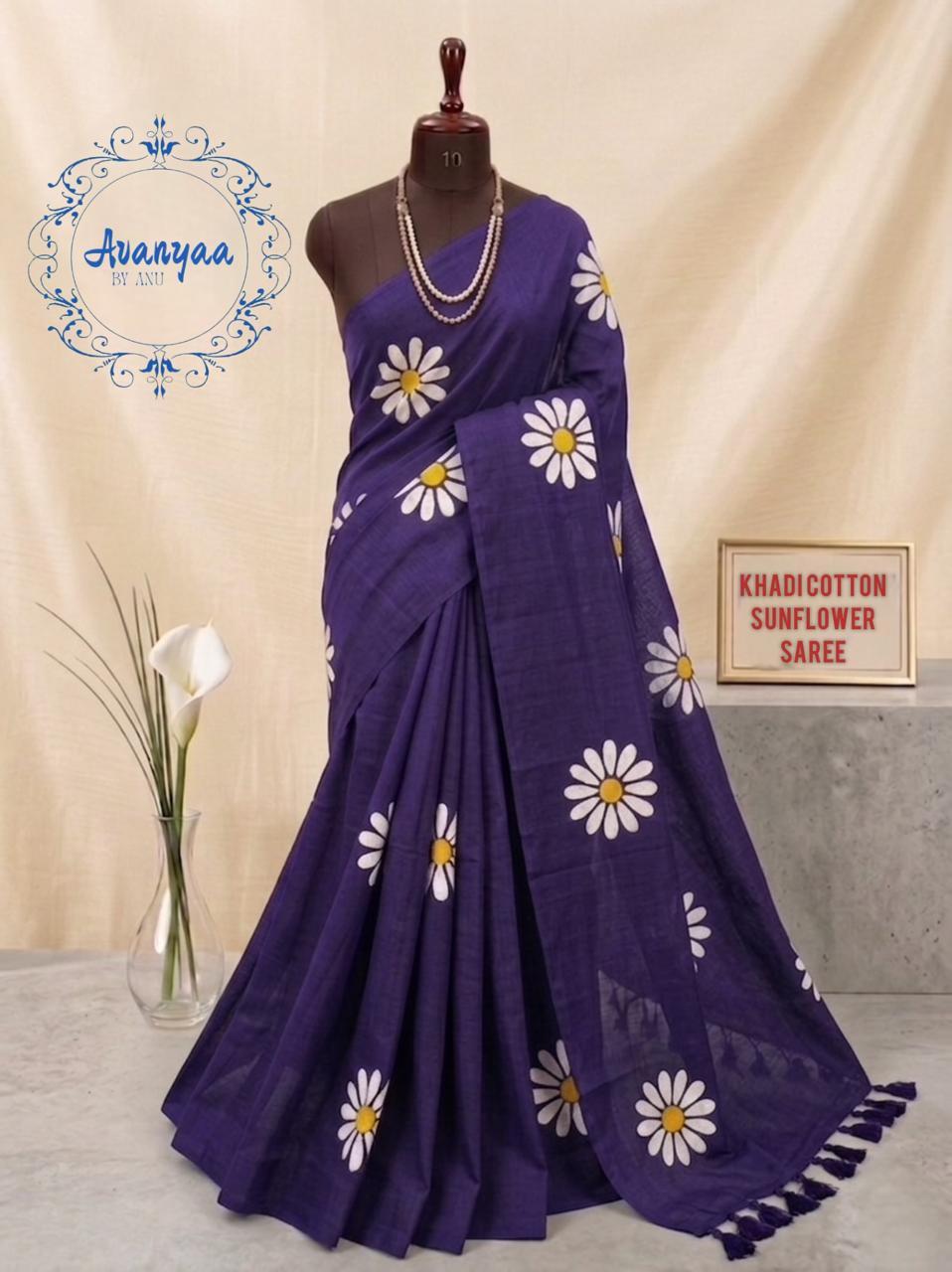 Khadi cotton sunflower saree